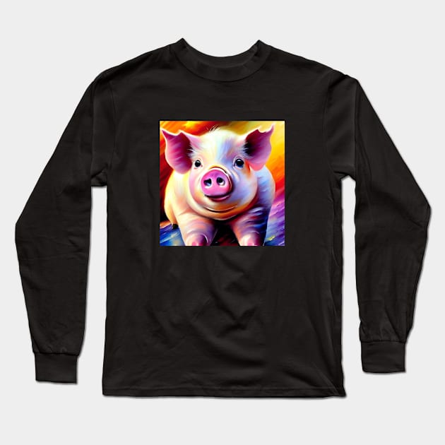 Pink Pig Long Sleeve T-Shirt by ArtistsQuest